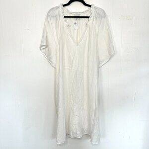 NWT Old Navy Dress White Cotron Gauze Short Flare Sleeve Ruffle 3X cg